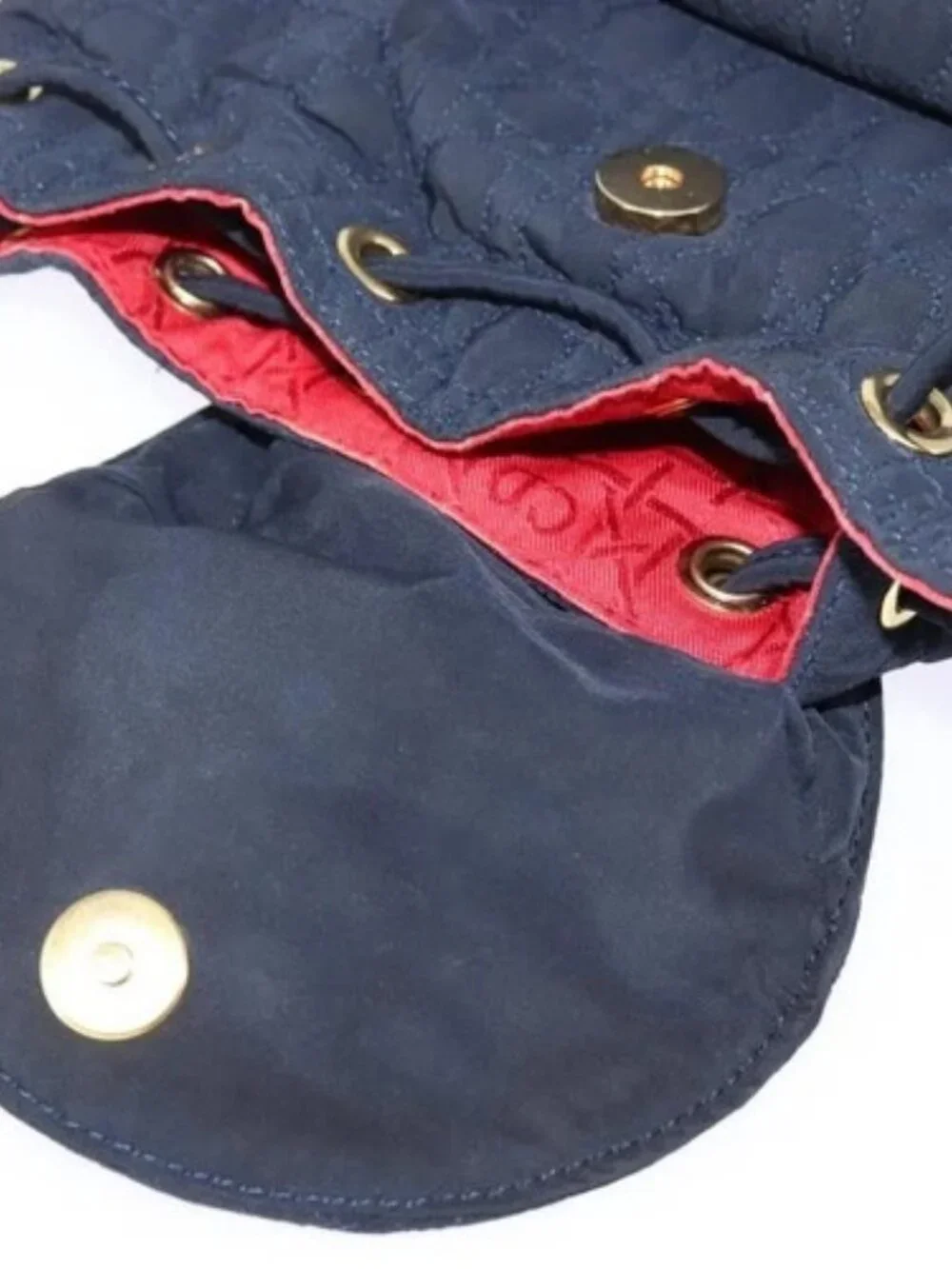 Christian Dior Canage Backpack Nylon Navy Gold Auth 146576